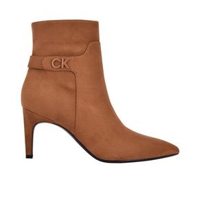 Calvin Klein Women’s Suede Sosele Pointed Toe Bootie Cognac Color - Duplicate